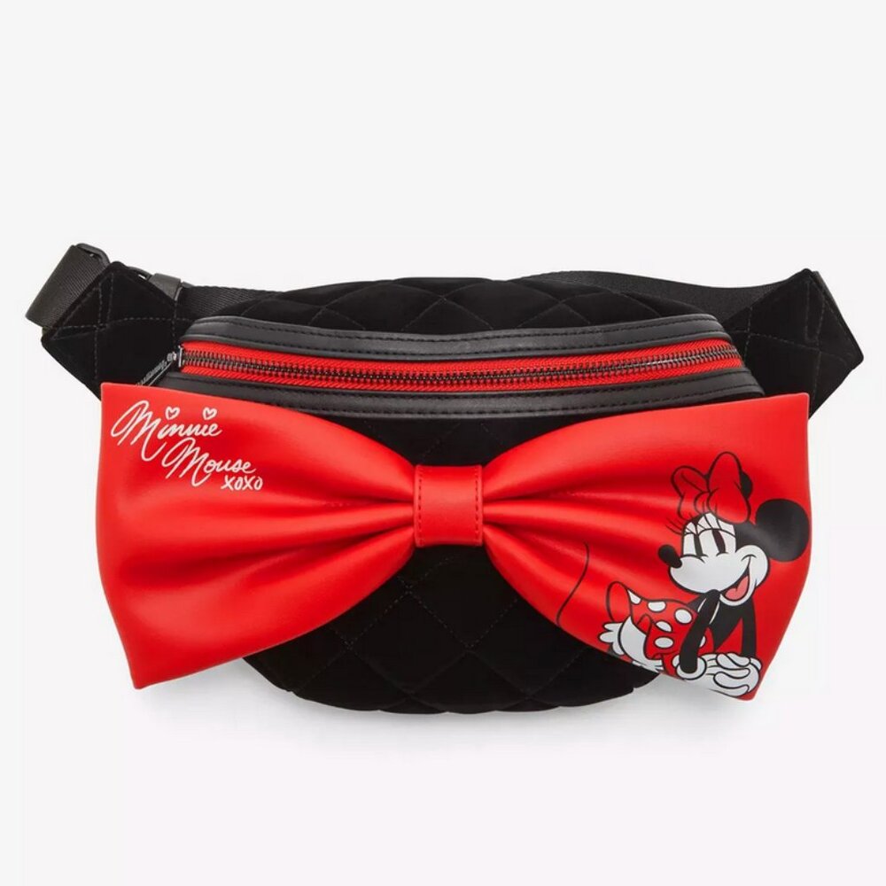 Loungefly Disney Minnie Mouse Bow Velvet Quilted Belt Bag - NWT